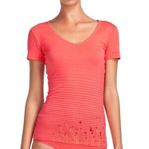 Icebreaker Siren Short Sleeve Merino Wool Base Layer Top, medium, coral